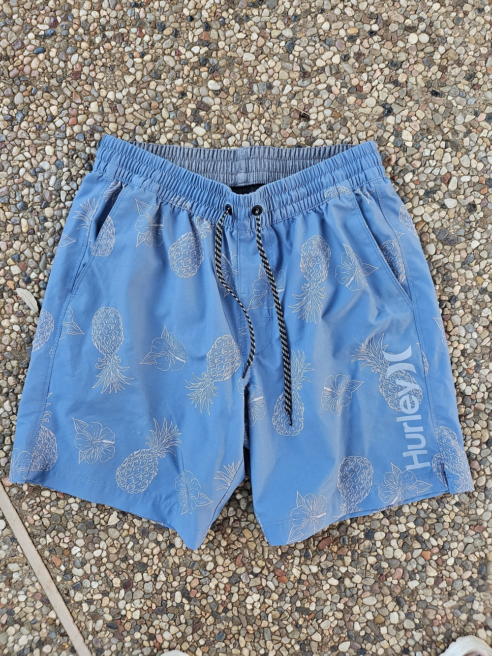 Hurley Men’s Blue Pineapple Print Swim Trunks Small